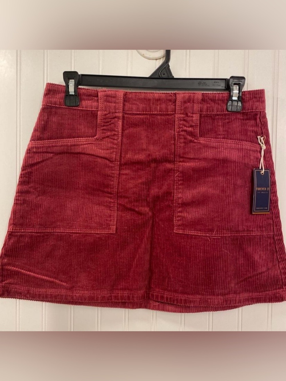 F21 maroon corduroy skirt